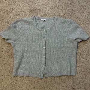 Gray Short Sleeve Cardigan